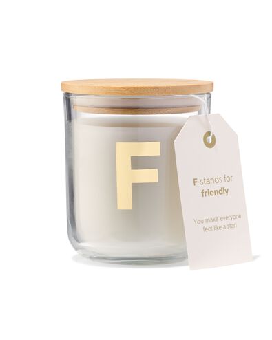 bougie en verre &Oslash;8x10cm lettre F - 61100405 - HEMA