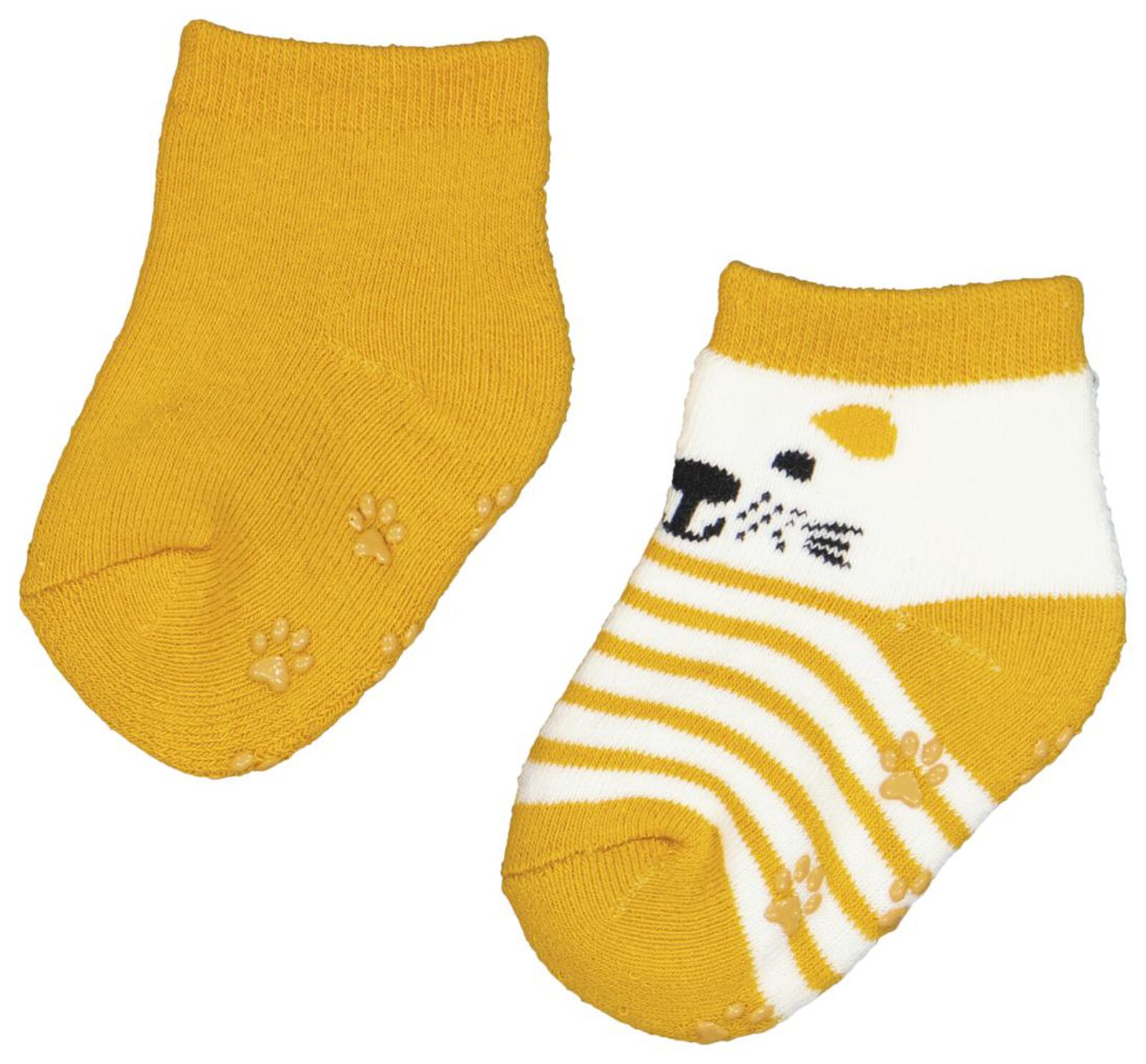 2 paires de chaussettes bébé avec éponge - ours jaune - HEMA