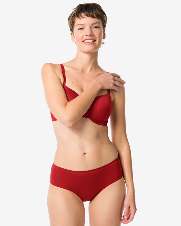slip hipster femme seconde peau microfibre rouge fonc&eacute; - 19641333DARKRED - HEMA