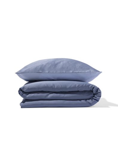 housse de couette 140x200/220 cm coton h&ocirc;tel satin bleu - 5750158 - HEMA