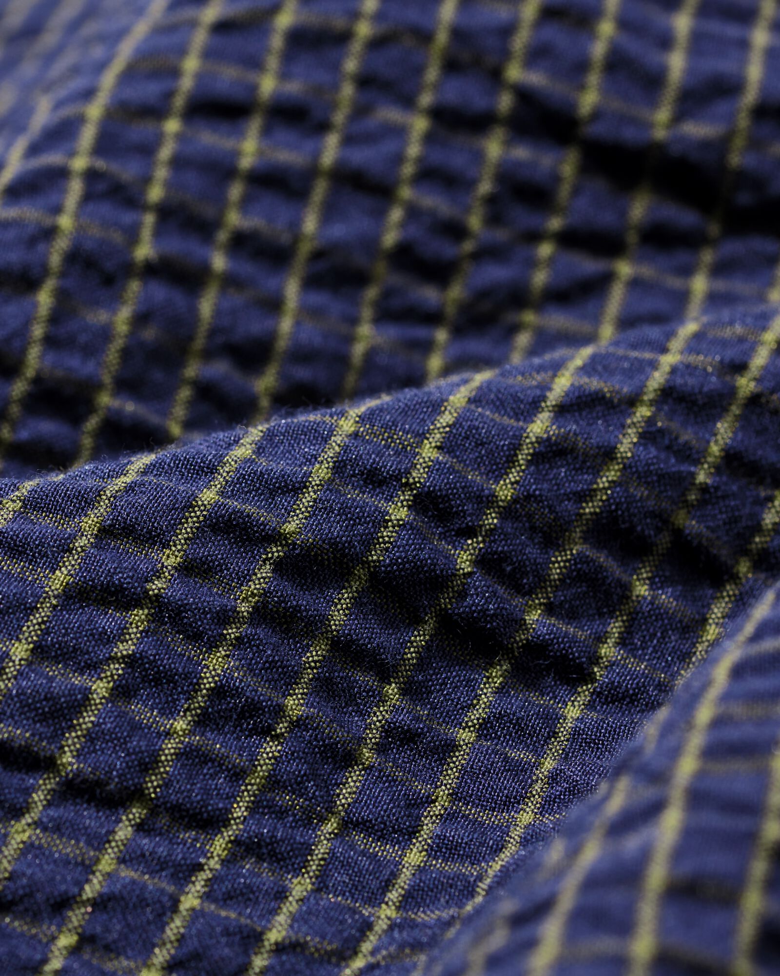 Herren-Oberhemd Maurice Seersucker Blockmuster dunkelblau dunkelblau - 2140010DARKBLUE - HEMA