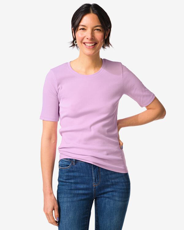 t-shirt femme Clara coupe classique c&ocirc;tel&eacute; lilas lilas - 36310760LILAC - HEMA