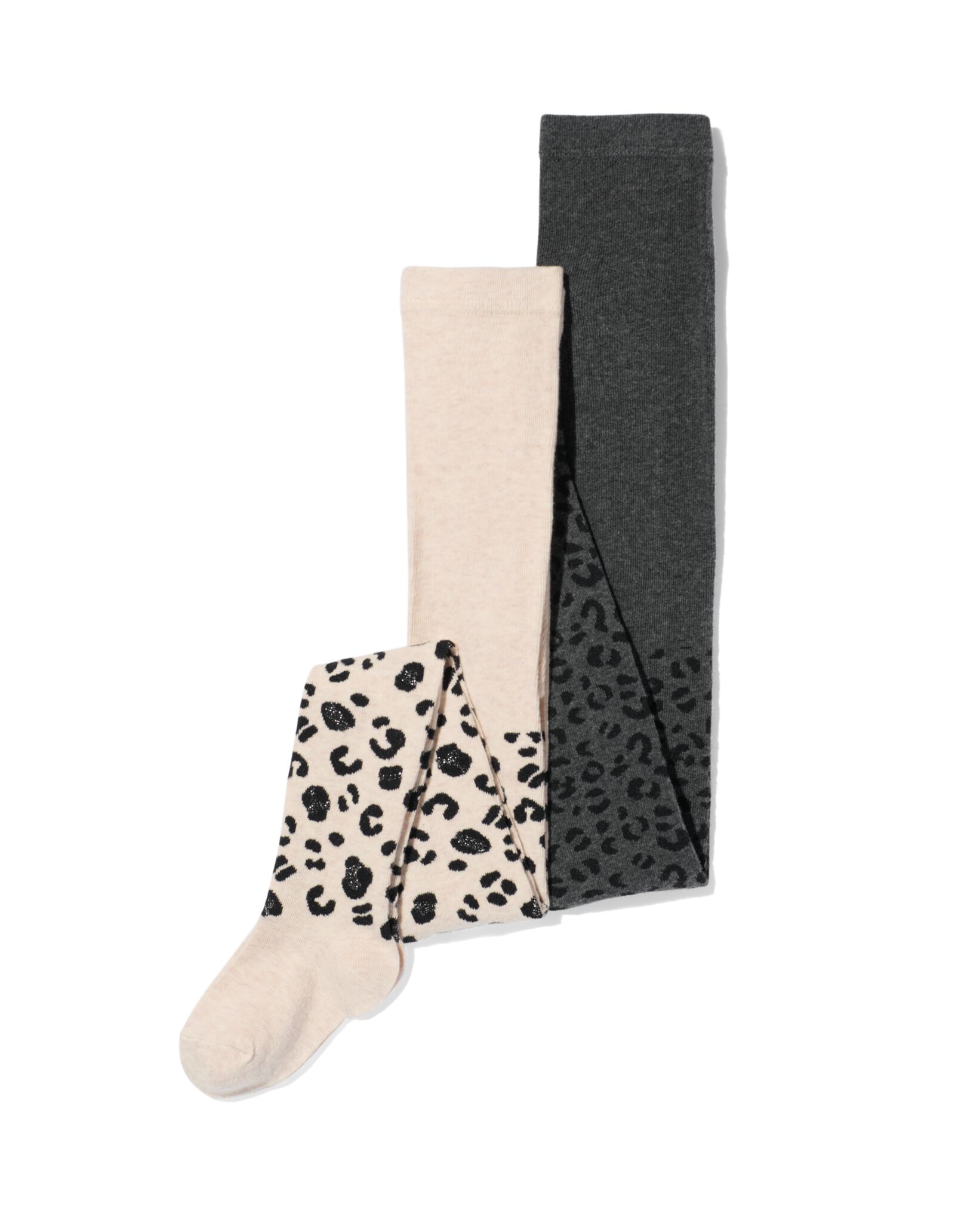 2 paires de collants &eacute;pais enfant avec coton gris chin&eacute; gris chin&eacute; - 1000028430 - HEMA