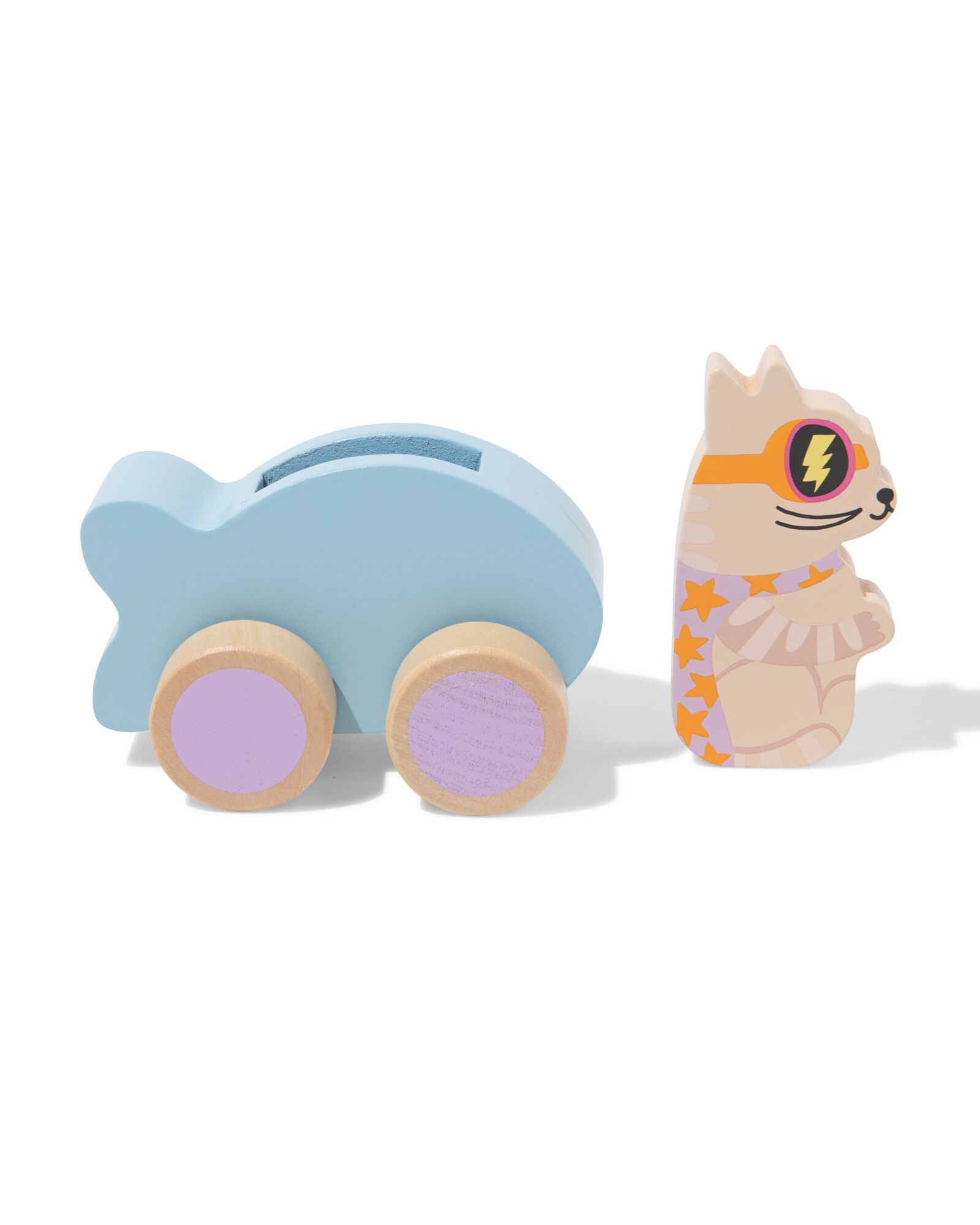 voiture avec chat superh&eacute;ros 10x12x6,5cm bois - 15100491 - HEMA