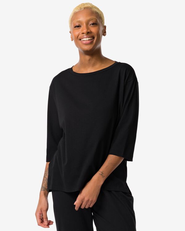 t-shirt de nuit femme avec coton  noir noir - 23480060BLACK - HEMA