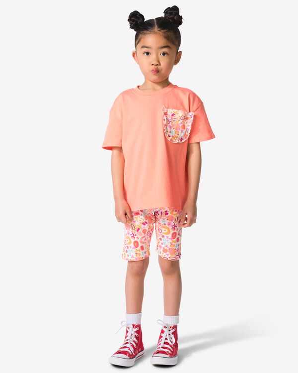 Kinderbekleidungsset gerippt mit Blumen korallfarben korallfarben - 30848005CORAL - HEMA