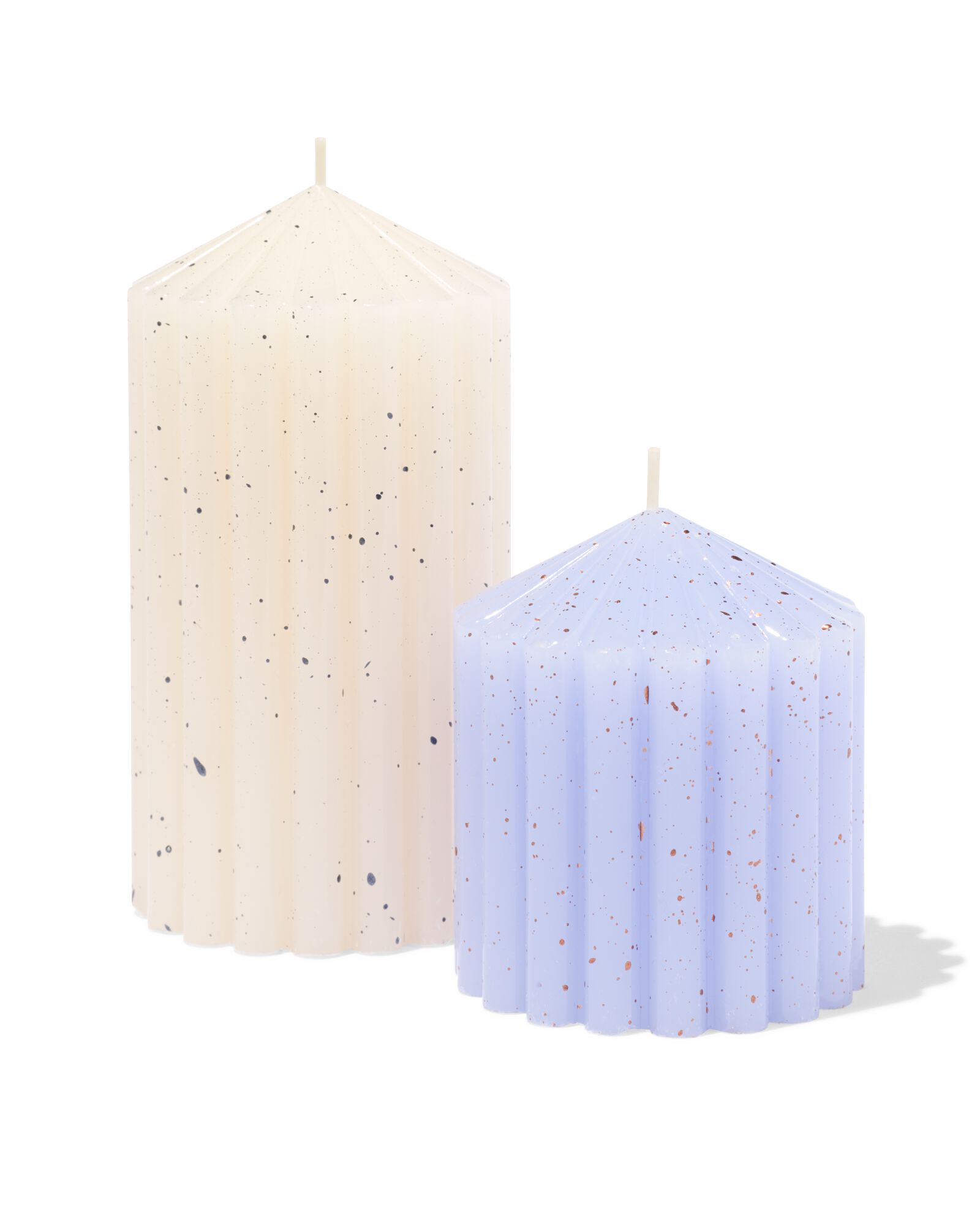 bougie cylindrique ⌀7x10cm nervur&eacute;e mouchet&eacute;e bleu clair - 13506167 - HEMA