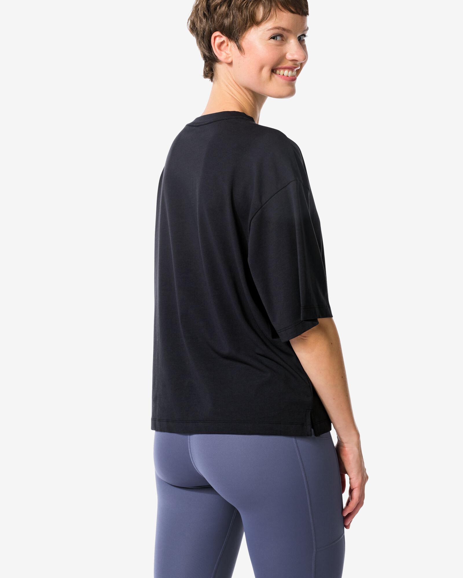 dames T-shirt oversized zwart zwart - 36040241BLACK - HEMA