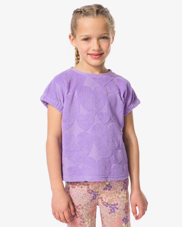 t-shirt enfant tissu &eacute;ponge c&oelig;urs violet violet - 30848702PURPLE - HEMA