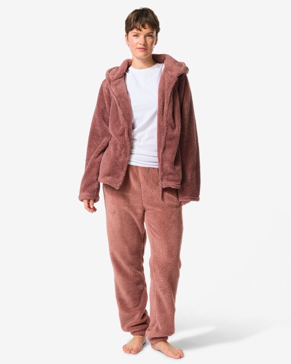 pantalon d&eacute;tente femme pelucheux marron moyen marron moyen - 23411990MIDBROWN - HEMA