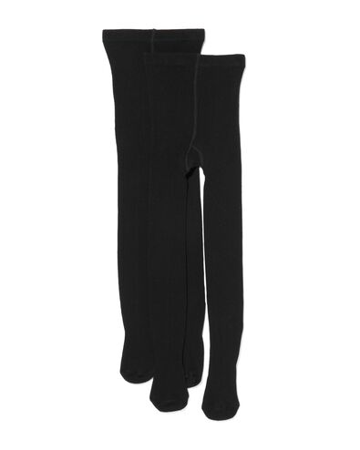 Kinder-Strumpfhosen mit Baumwolle, 2 Paar schwarz schwarz - 1000028428 - HEMA