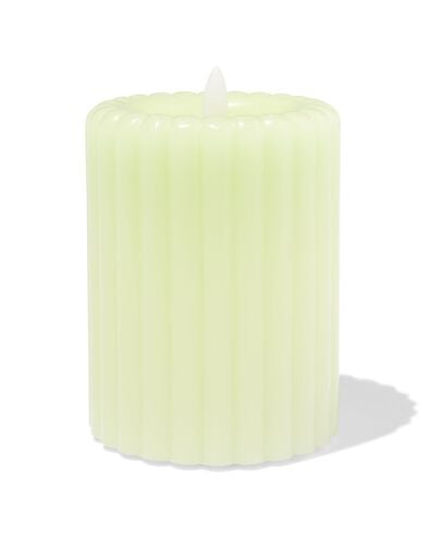 bougie cylindrique led ⌀7,5 x 10 cm nervur&eacute;e vert clair - 13550164 - HEMA