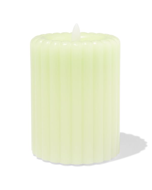 bougie cylindrique led ⌀7,5 x 10 cm nervur&eacute;e vert clair - 13550164 - HEMA