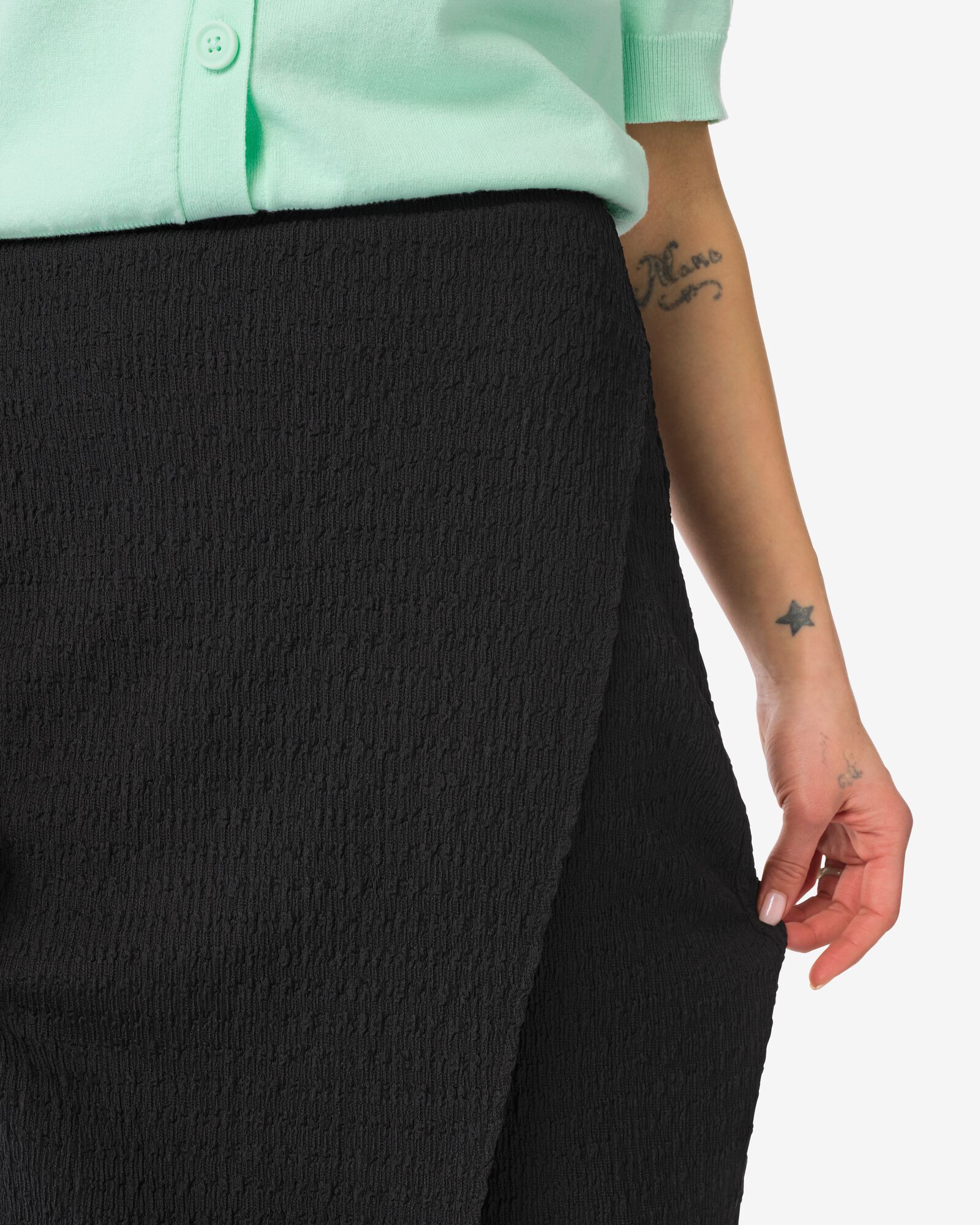 damesrok Nona structuur zwart - 36289575BLACK - HEMA