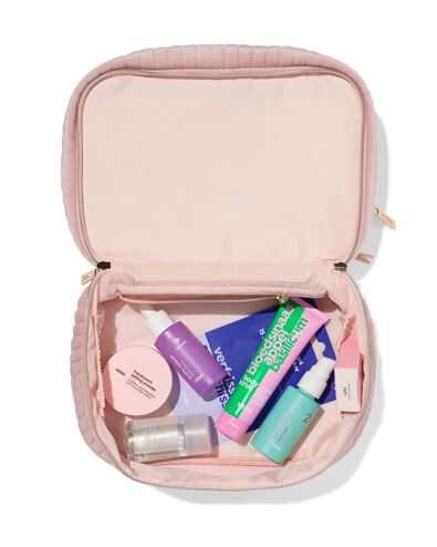 Kosmetiktasche, 25 x 17 cm, Velours, gerippt, rosa - 11890724 - HEMA