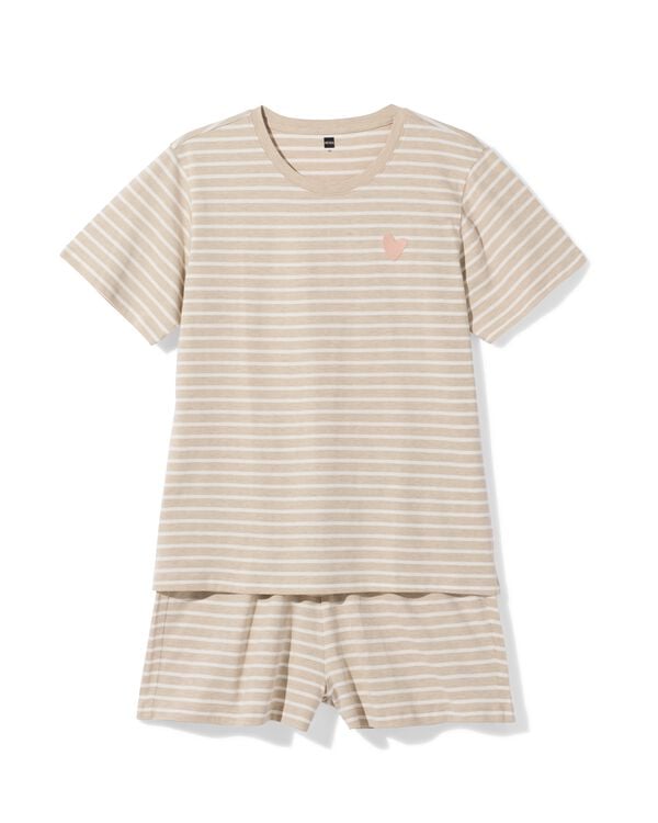 pyjacourt femme jersey rayures naturel naturel - 23401530NATURAL - HEMA