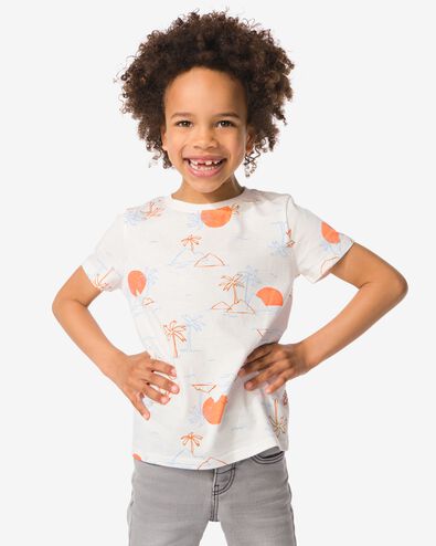 Kinder-T-Shirt, tropische Inseln weiß 122/128 - 30785680 - HEMA