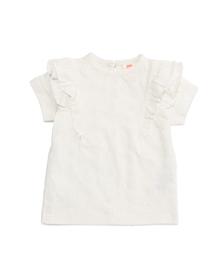 t-shirt bébé avec broderie et volants blanc cassé blanc cassé - 1000030708 - HEMA