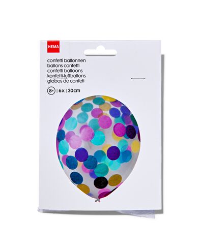 6-pak confetti ballonnen - 14230016 - HEMA