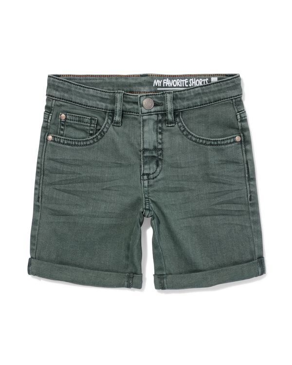 kindershort regular fit donkergroen donkergroen - 30716803DARKGREEN - HEMA