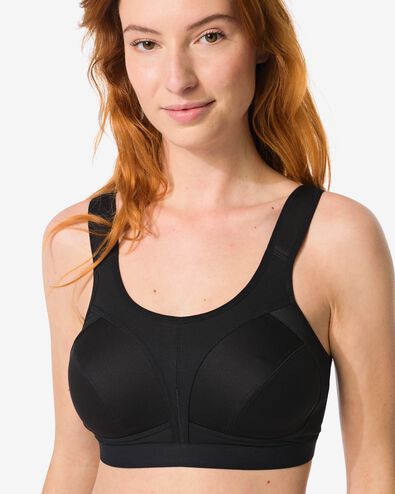 nicht vorgeformter Sport-BH, High Support, ohne B&uuml;gel schwarz 75C - 21730244 - HEMA