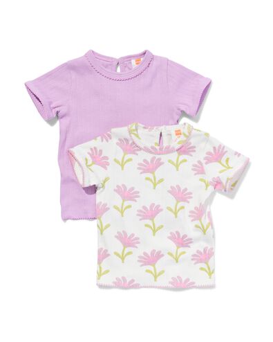2 t-shirts bébé ajourés violet clair 80 - 33046854 - HEMA