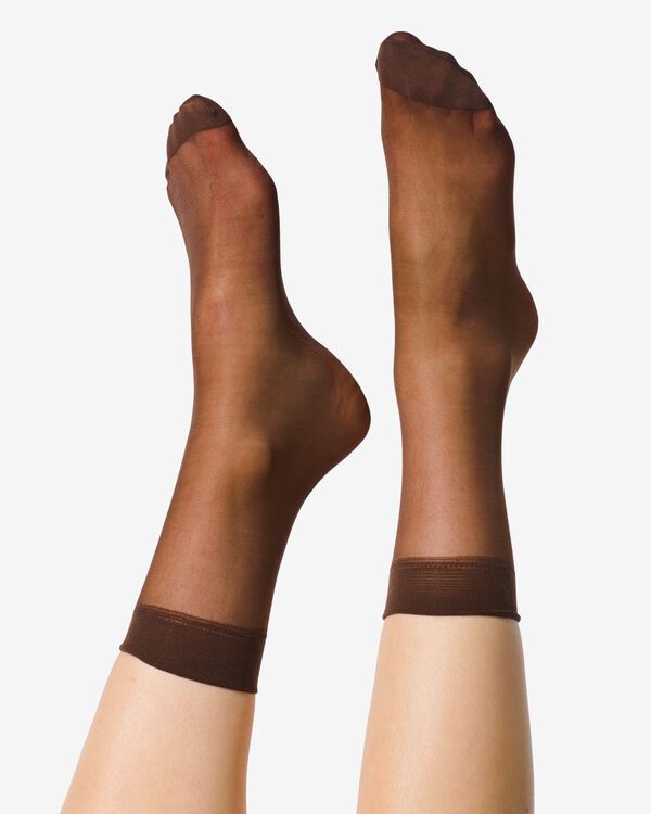 3 paires de chaussettes en voile brillantes transparentes marron marron - 4060120BROWN - HEMA