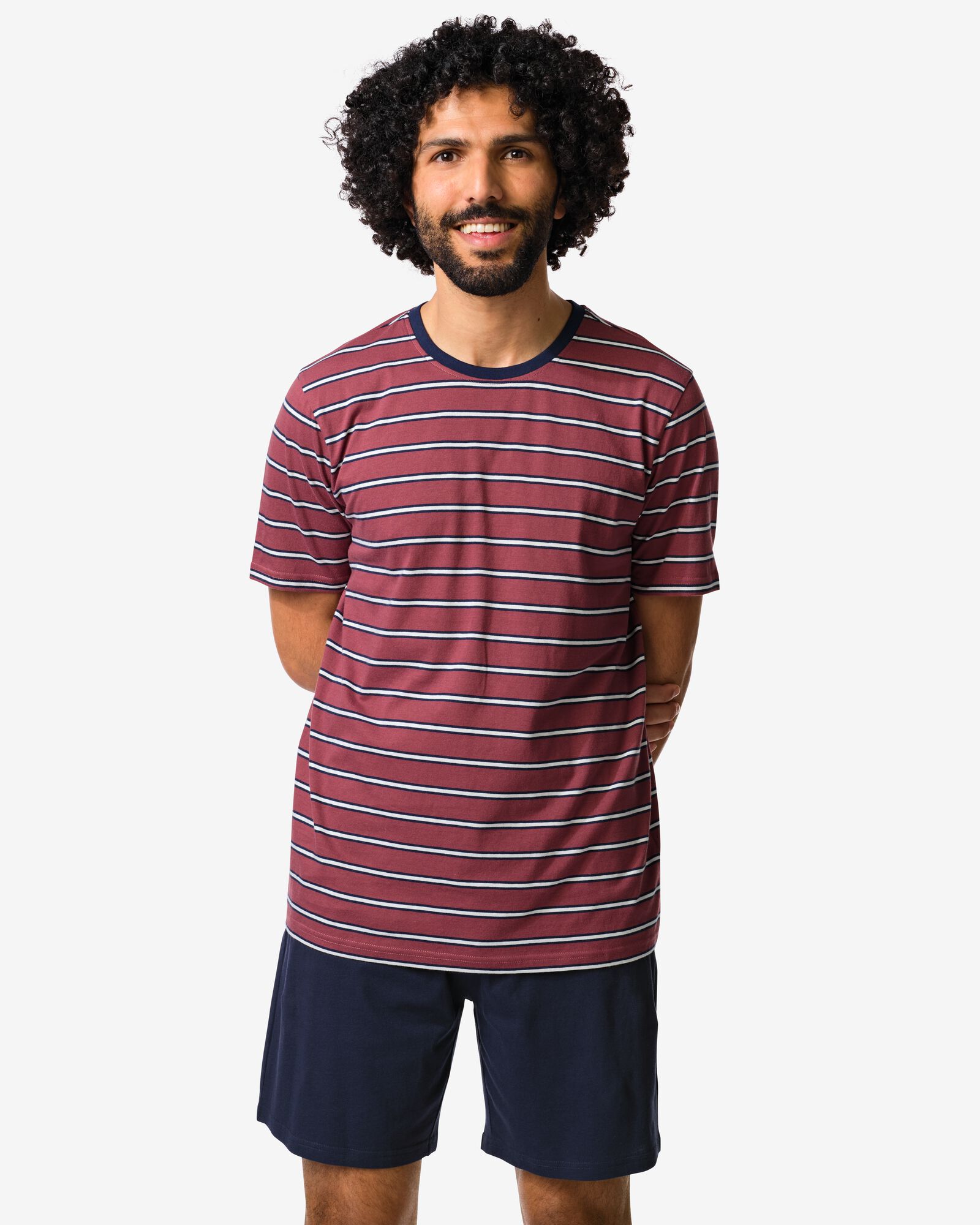 herenshortama Jaap jersey retro donkerblauw donkerblauw - 23686510DARKBLUE - HEMA