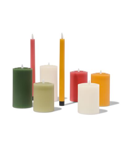 bougie nervur&eacute;e LED avec cire &Oslash;7.5x12.5 vert clair - 13550058 - HEMA