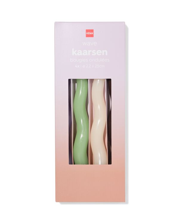 dinerkaarsen ⌀2.2x25cm wave lila-bruin - 4 stuks - 13506151 - HEMA