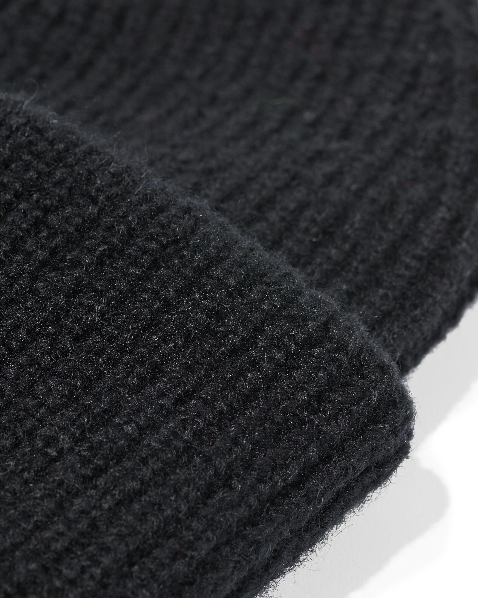 damesmuts met wol rib zwart - 16440055 - HEMA