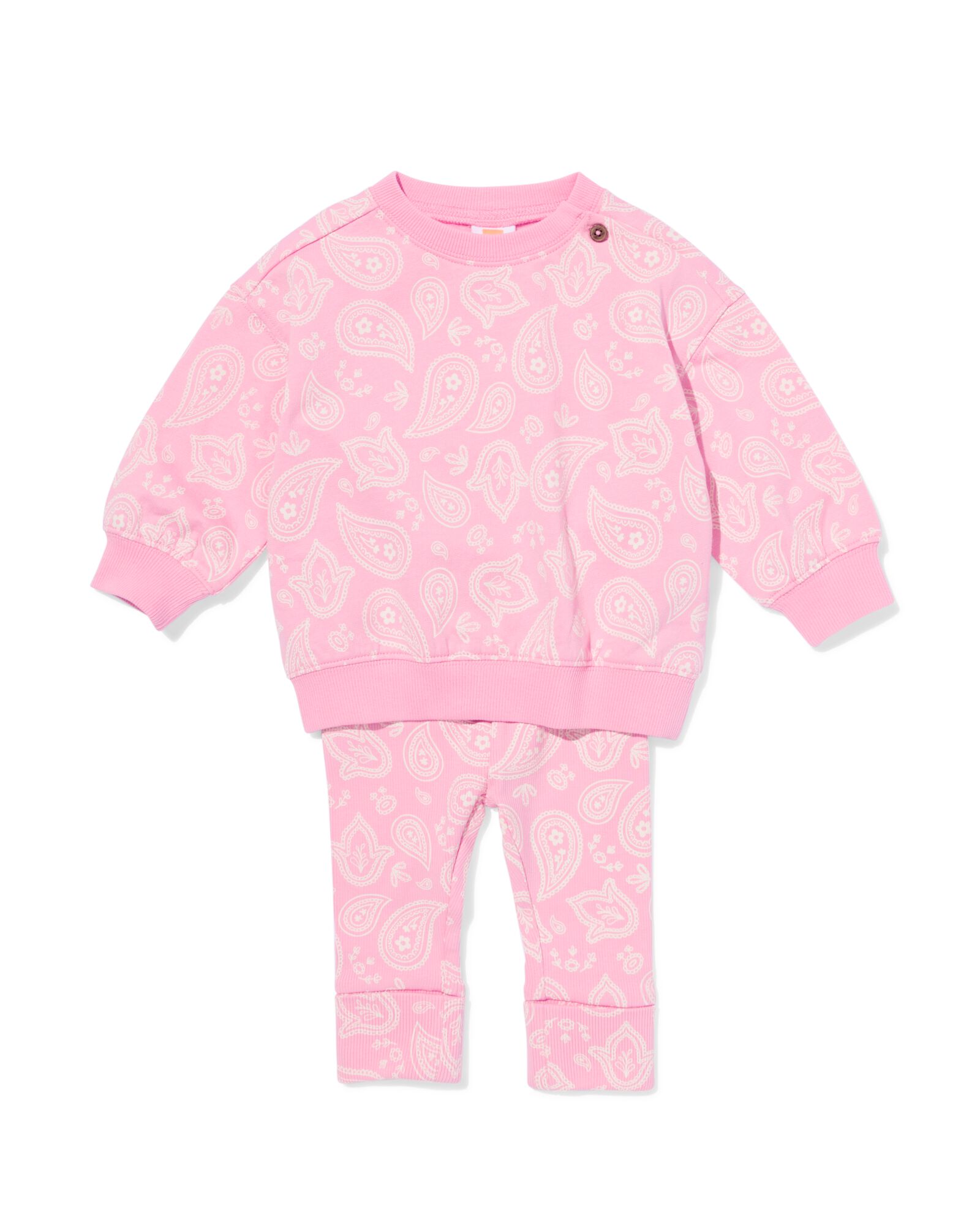 babykledingset comfy fit sweatstof paisley roze roze - 33058770PINK - HEMA