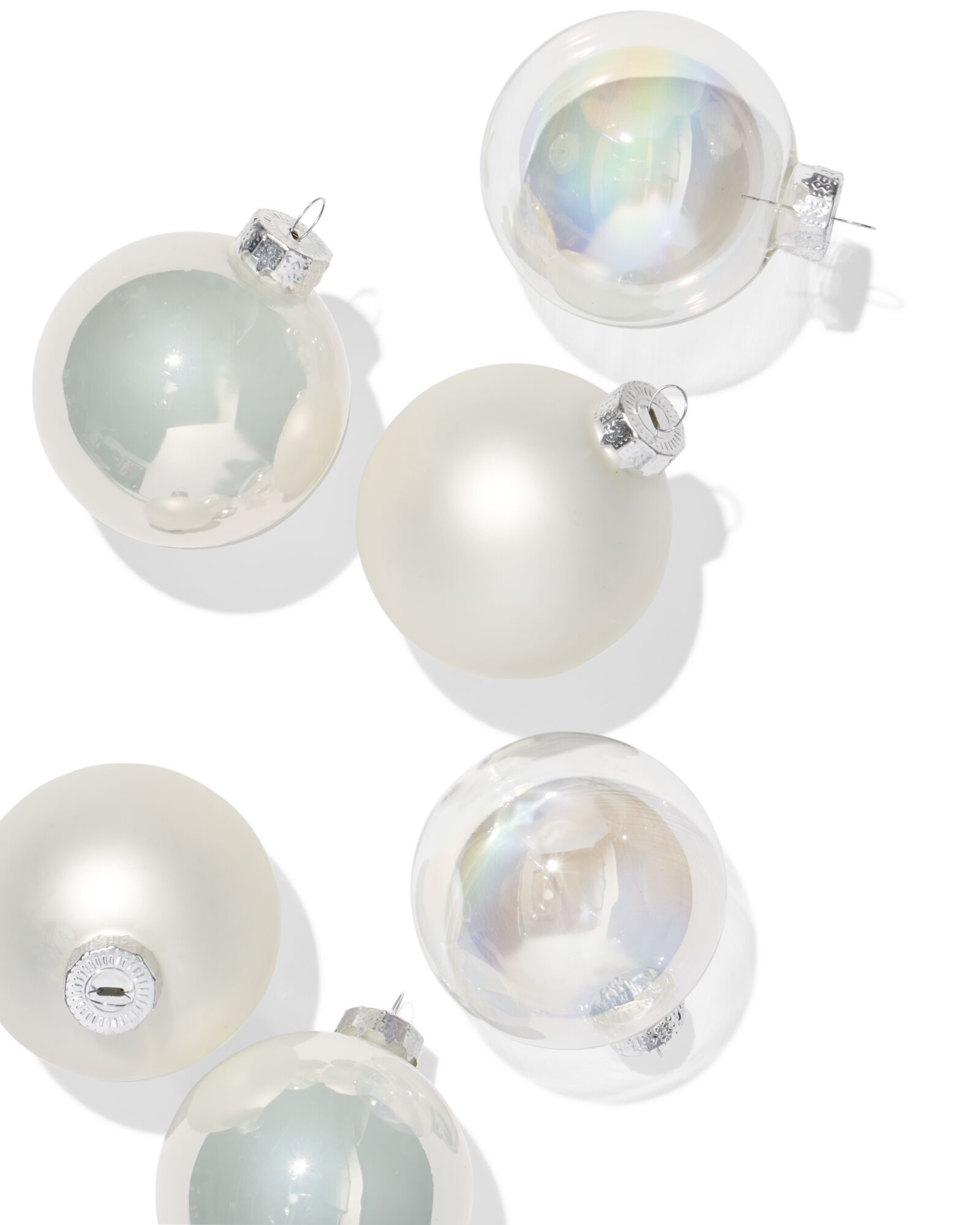 Christbaumkugeln, Set, 7,2 cm, Glas, perlmuttfarben &ndash; 6 St&uuml;ck - 25101285 - HEMA