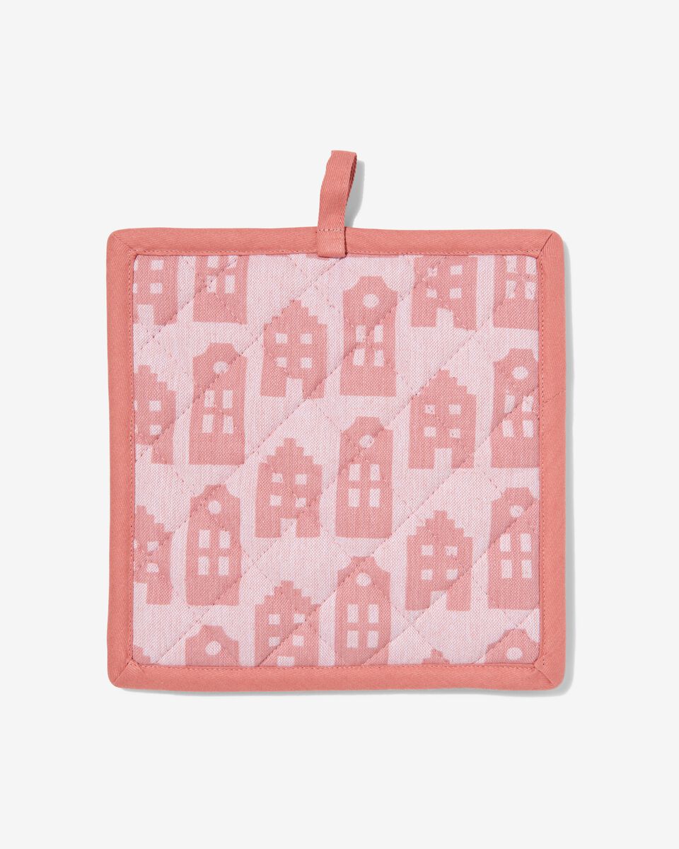 Topflappen, 21 x 21 cm, rosa, Häuser - 5430009 - HEMA