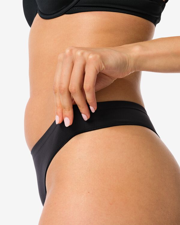 Nahtloser Damenstring aus Mikrofaser schwarz - 1000002257 - HEMA