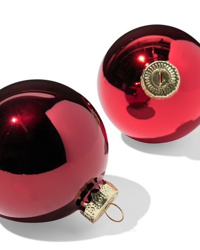 lot de boules de No&euml;l 7,2 cm verre rouge - 6 pi&egrave;ces - 25101283 - HEMA