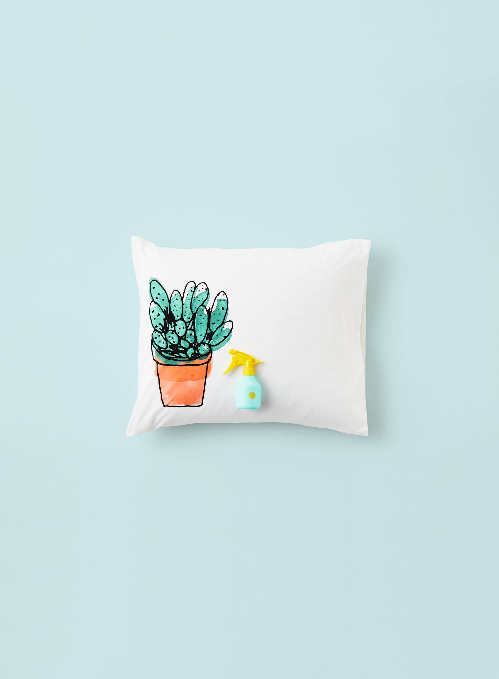 dekbedovertrek - zacht katoen - wit cactus multi - 1000014116 - HEMA