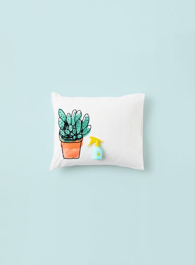 dekbedovertrek - zacht katoen - wit cactus multi - 1000014116 - HEMA