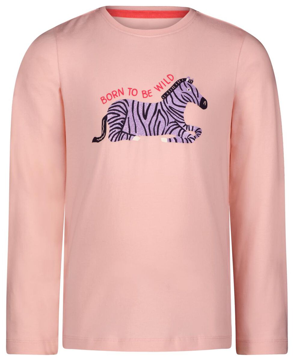 kinder pyjama katoen met poppennachtshirt zebra lichtroze - 1000026552 - HEMA