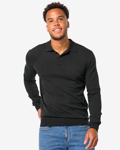 heren polo gebreid donkergrijs - 2116904DARKGREY - HEMA