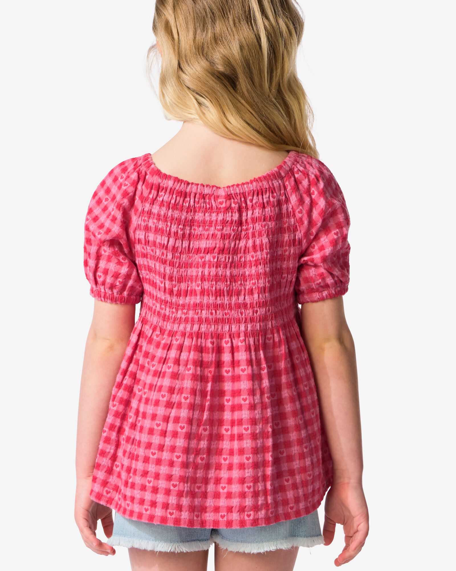 kinderblouse hartjes ruiten roze roze - 30866025PINK - HEMA