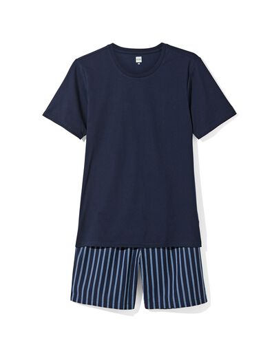 Herren-Kurz-Pyjama Popeline, gestreift dunkelblau - 23693840DARKBLUE - HEMA