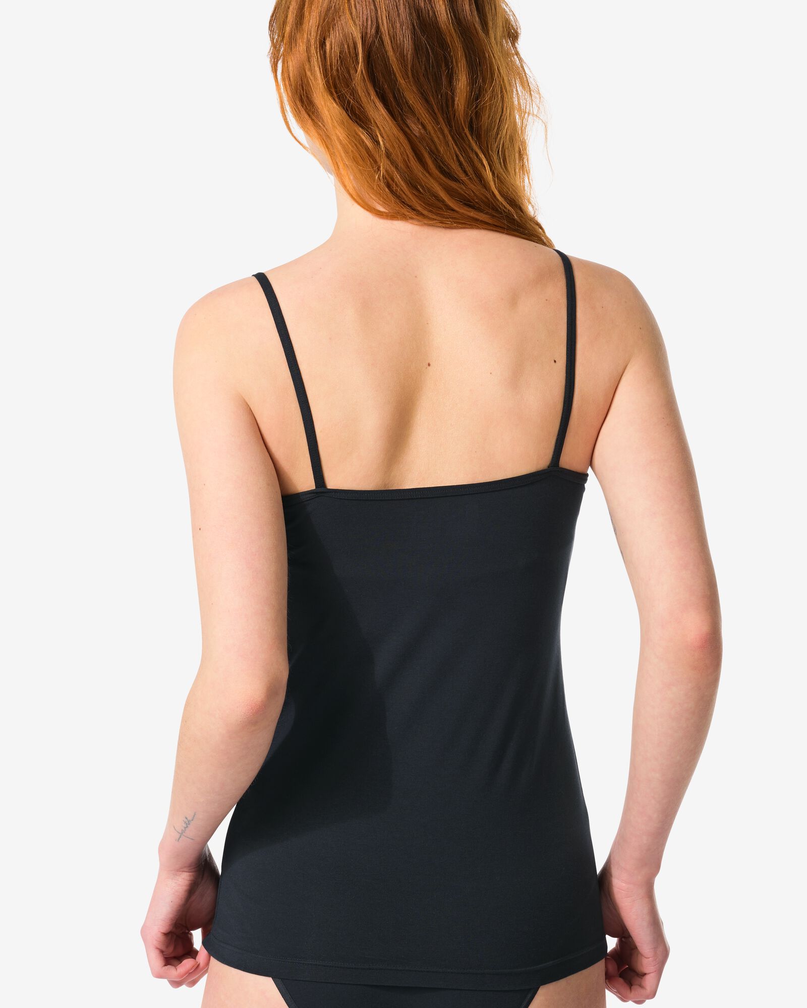 d&eacute;bardeur femme &agrave; bretelles spaghetti coton confort parfait noir noir - 19611434BLACK - HEMA