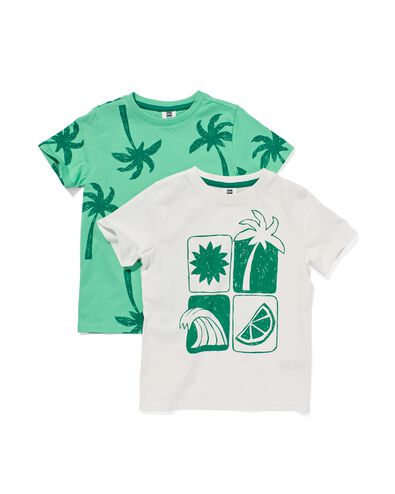 2 t-shirts enfant palmiers vert 98/104 - 30782303 - HEMA