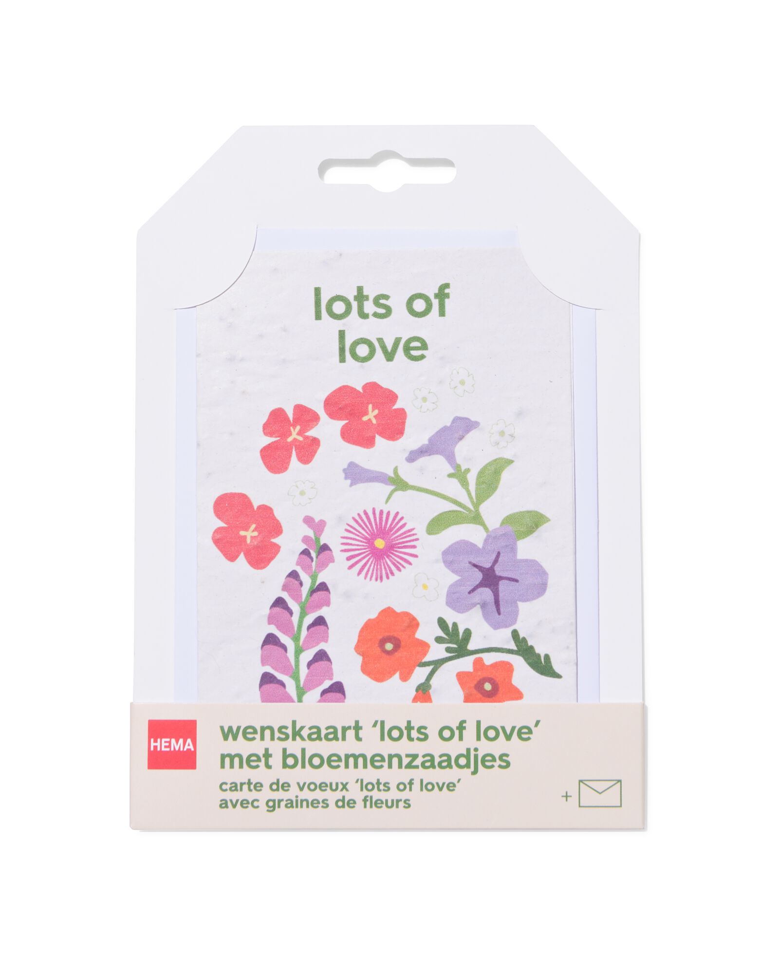 wenskaart 'lots of love' met zaadjes - 41800631 - HEMA