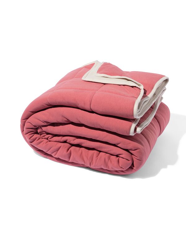 Couvre-lit jersey carreaux beige / rouge 260 x 235 - 5760102 - HEMA