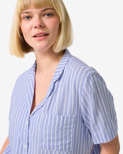 dames pyjamatop seersucker blauw - 23410502BLUE - HEMA
