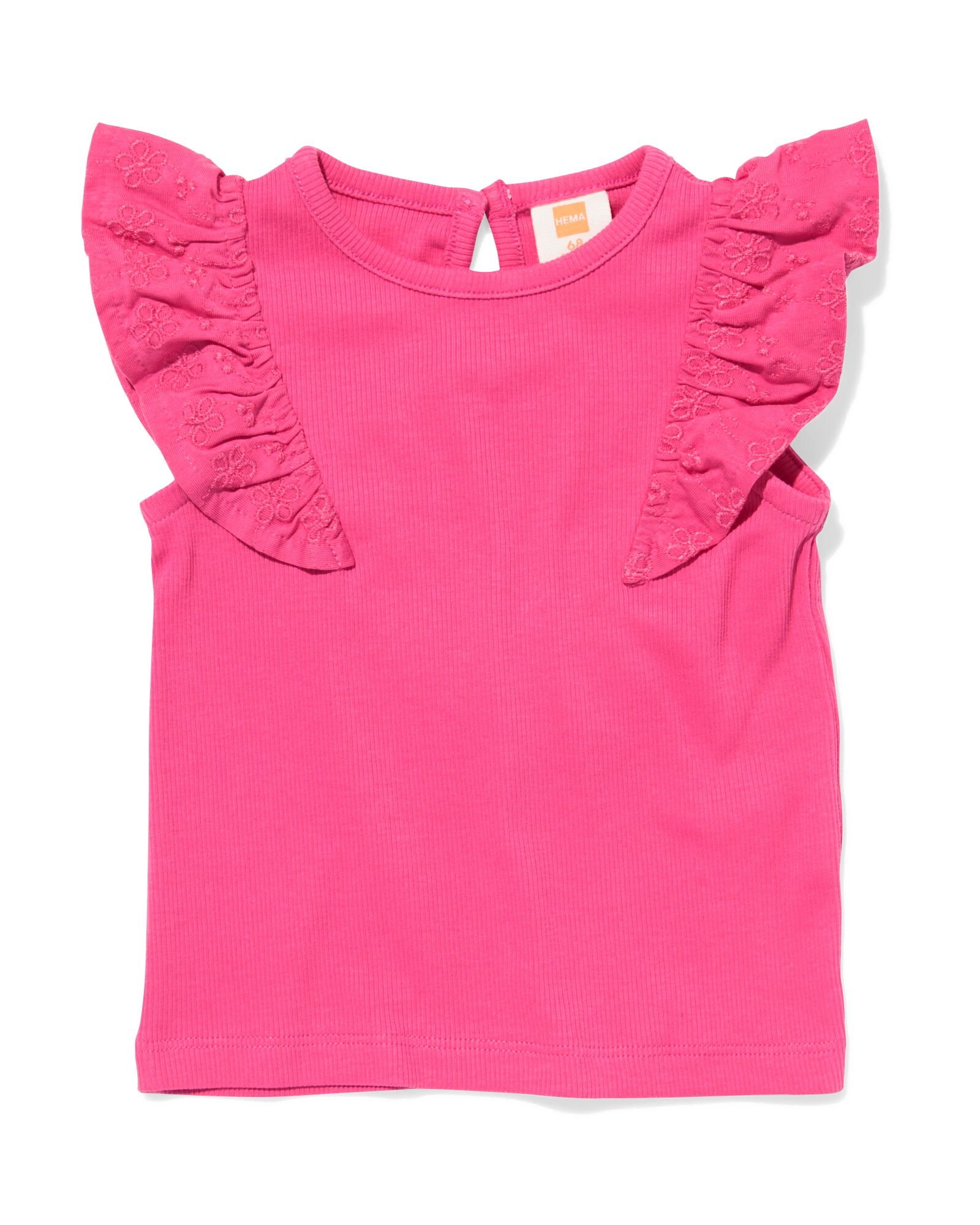 baby T-shirt rib felroze felroze - 33000380BRIGHTPINK - HEMA