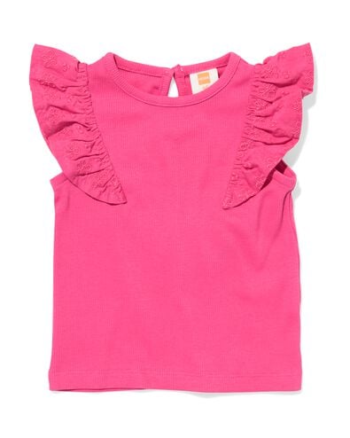 baby T-shirt rib felroze felroze - 33000380BRIGHTPINK - HEMA