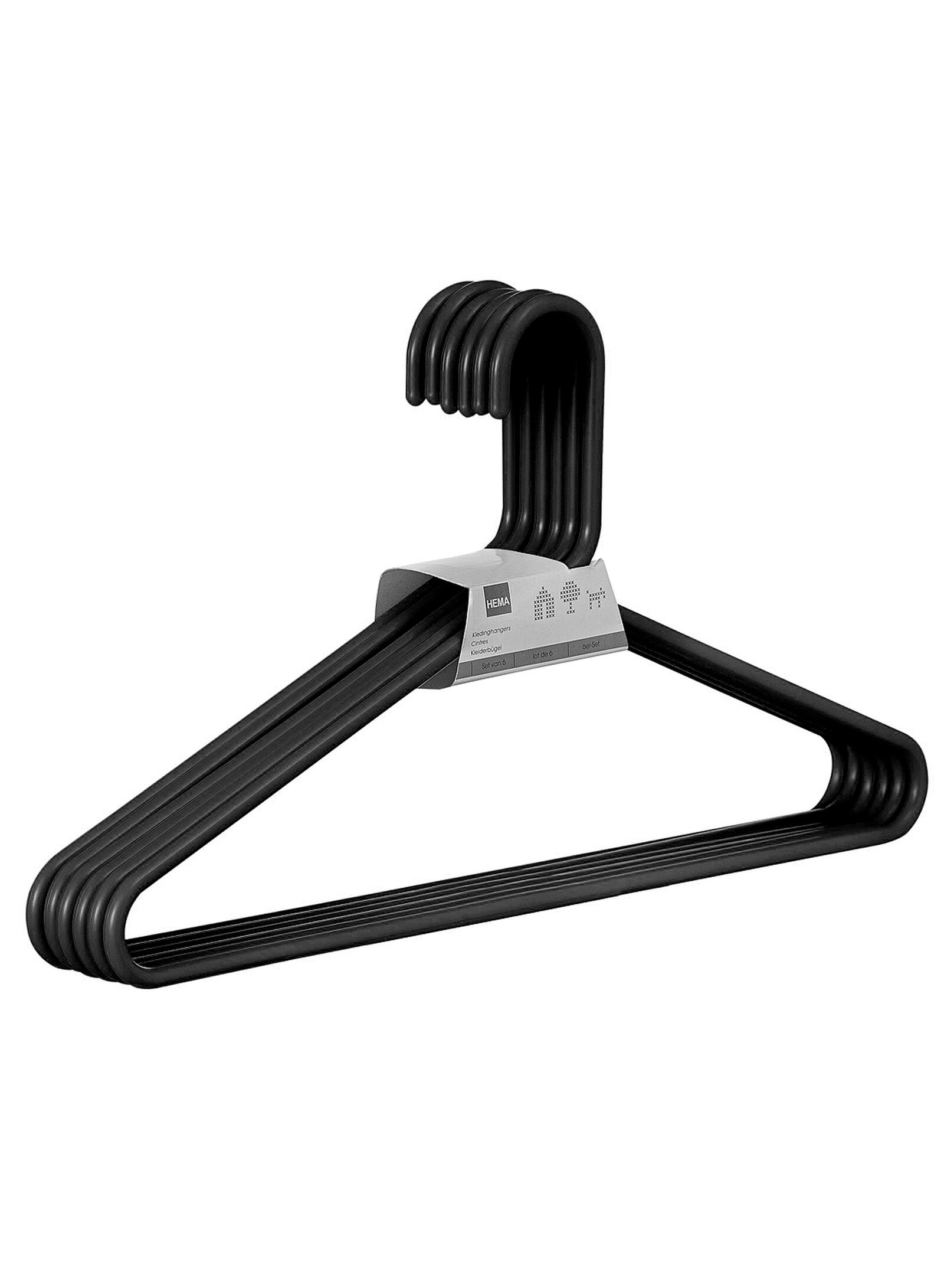 6 cintres en plastique noir - 39811020 - HEMA
